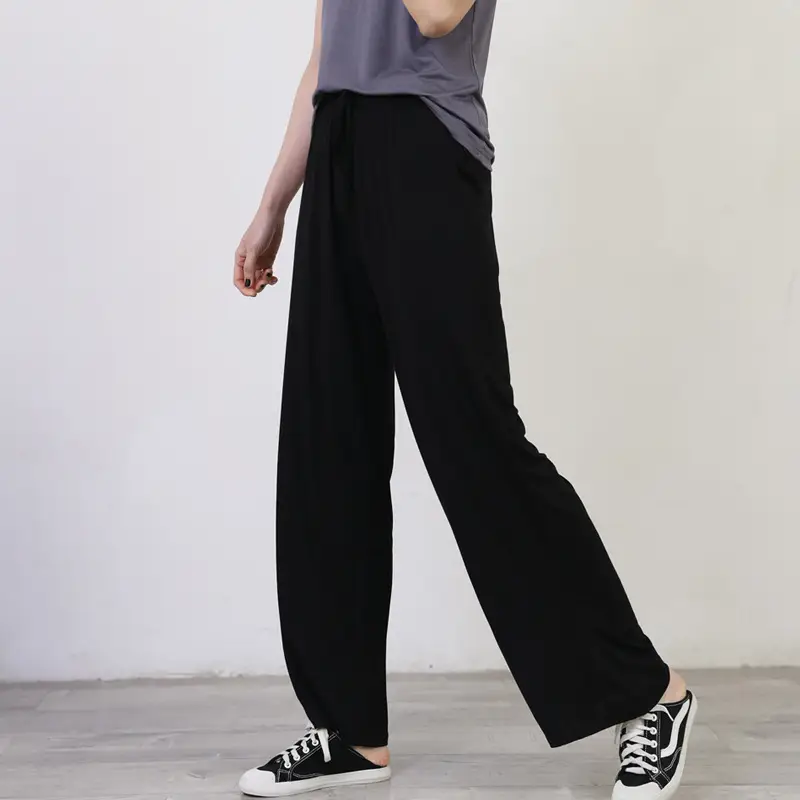 Women's Light Blue Modal Wide Leg Pants Spring Summer Casual — feature 8