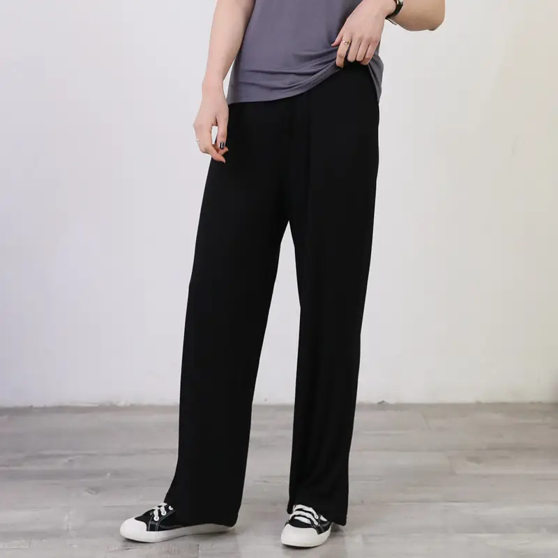 Women's Light Blue Modal Wide Leg Pants Spring Summer Casual — feature 9