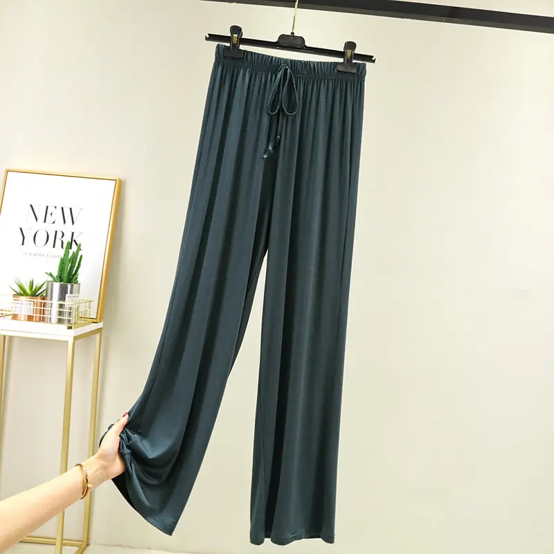 Women's Light Blue Modal Wide Leg Pants Spring Summer Casual