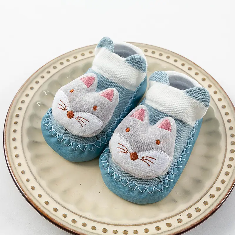 Cute Cartoon Cat Baby Floor Socks Blue Non-Slip - Image 7