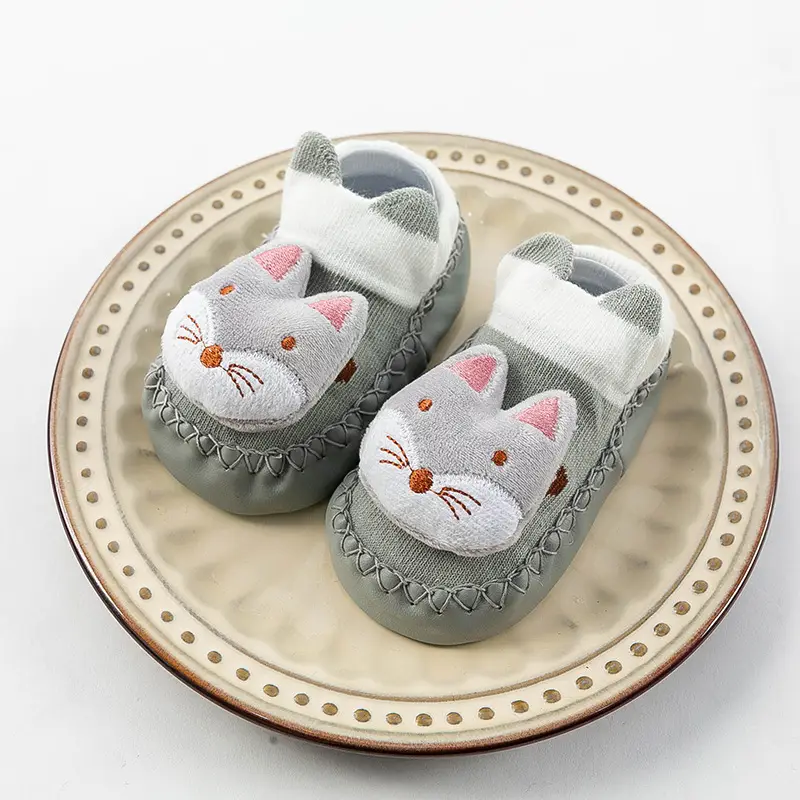 Cute Cartoon Cat Baby Floor Socks Blue Non-Slip - Image 8