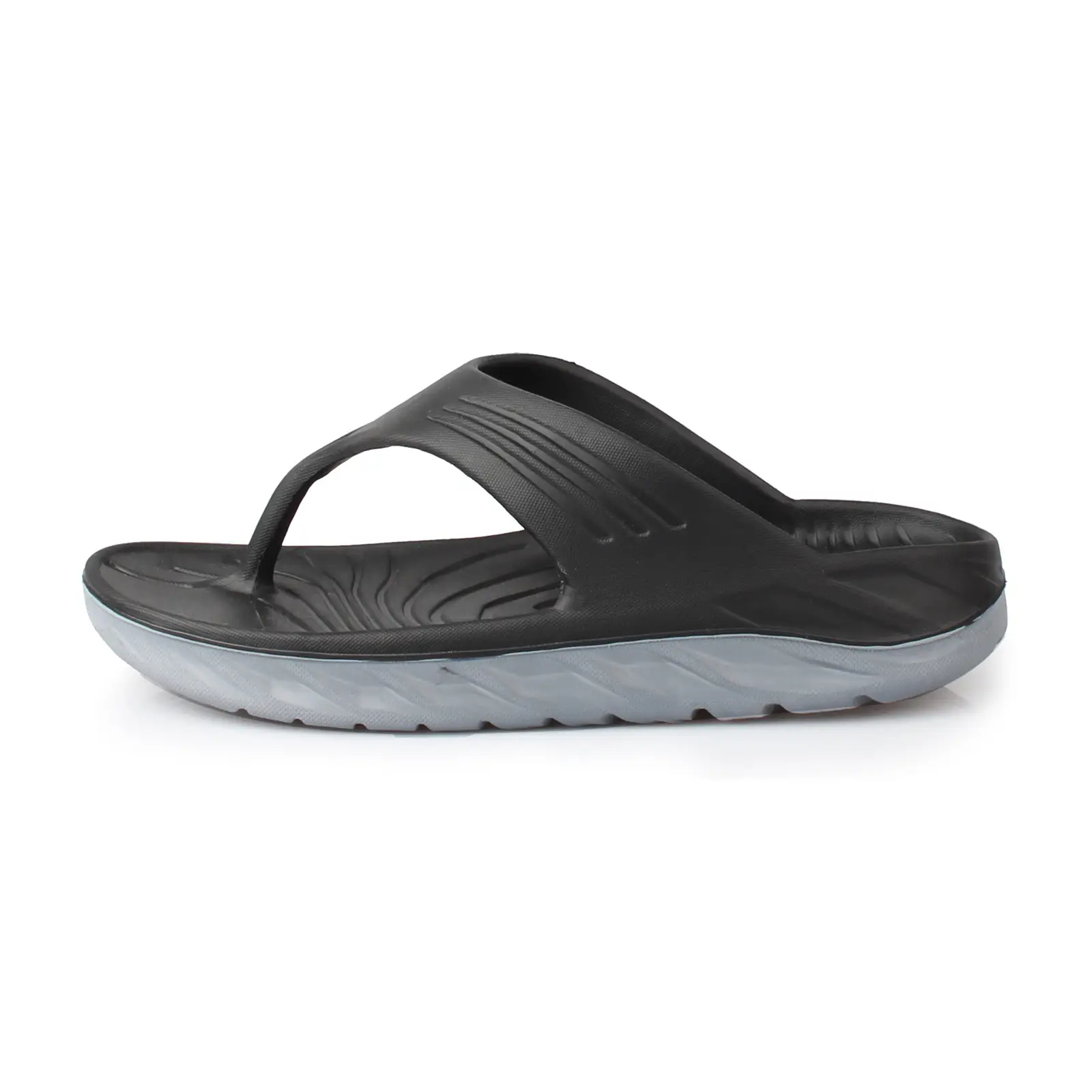 Men's Grey Arch Support Flip Flops with Orange Sole