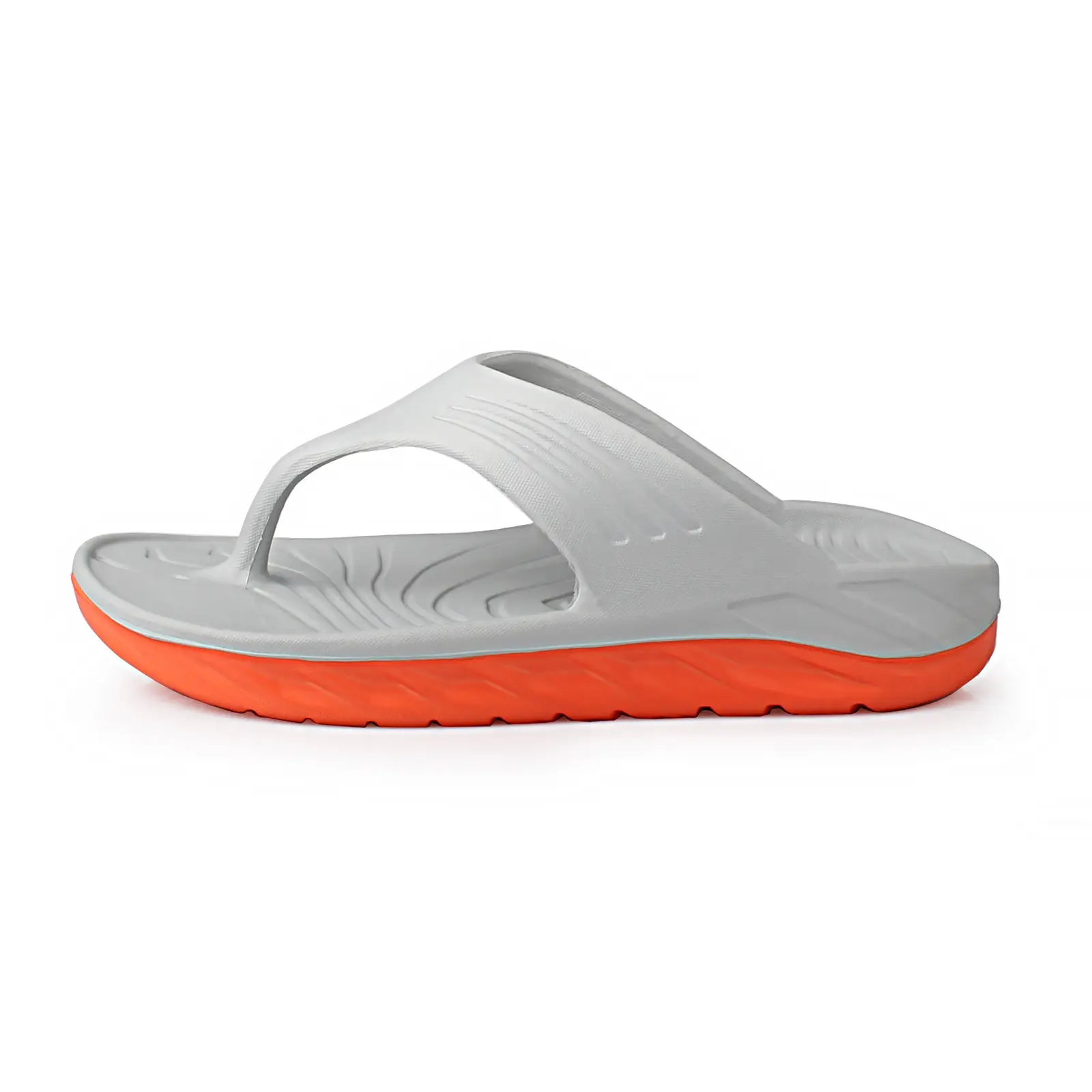 Men's Grey Arch Support Flip Flops with Orange Sole