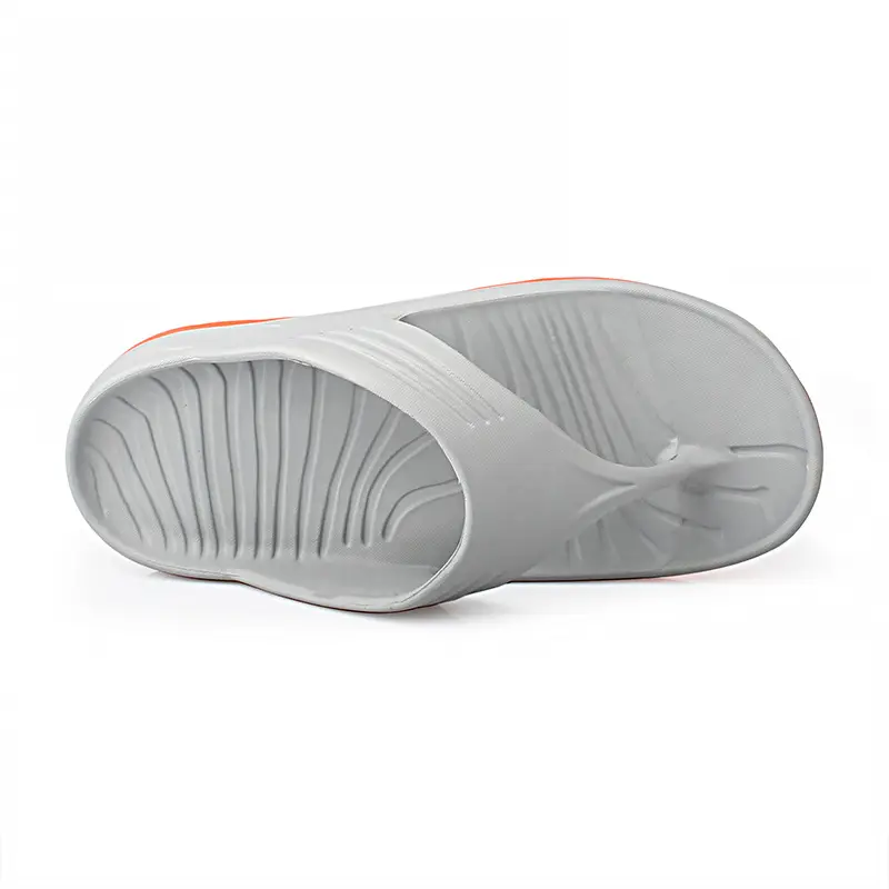 Men's Grey Arch Support Flip Flops with Orange Sole