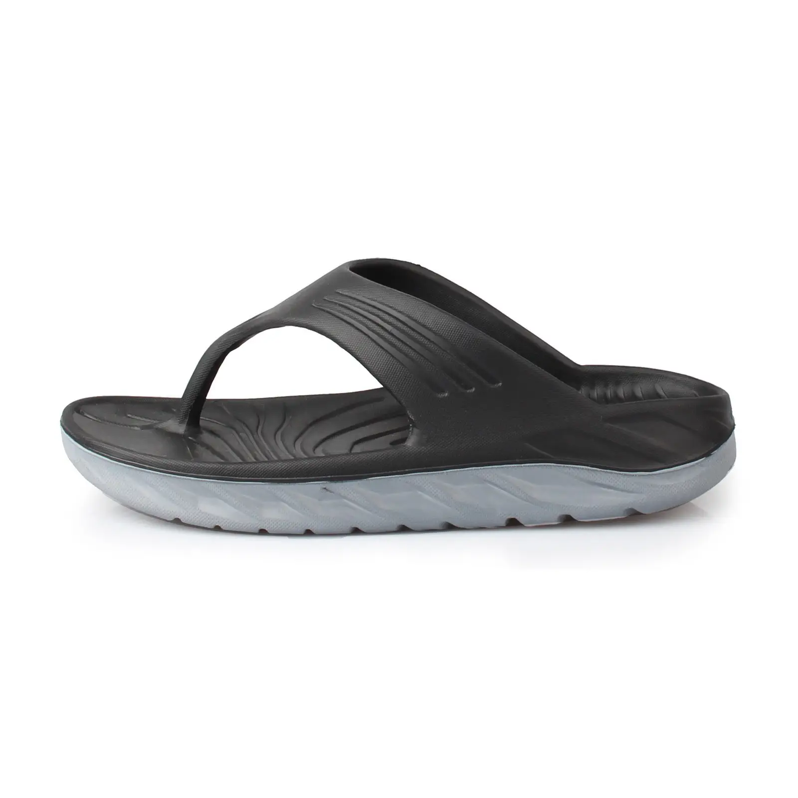 Men's Grey Arch Support Flip Flops with Orange Sole