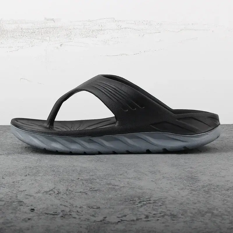 Men's Grey Arch Support Flip Flops with Orange Sole