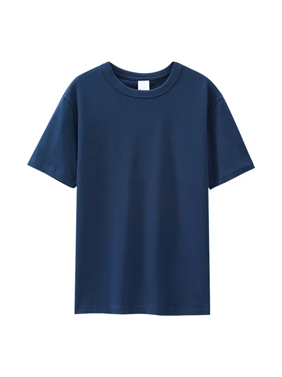 Men's Navy Blue Cotton T-Shirt Round Neck Short Sleeve