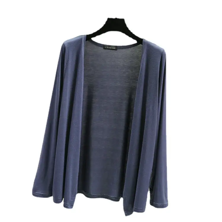 Women's Black Long Sleeve Cardigan Modal Cotton Large
