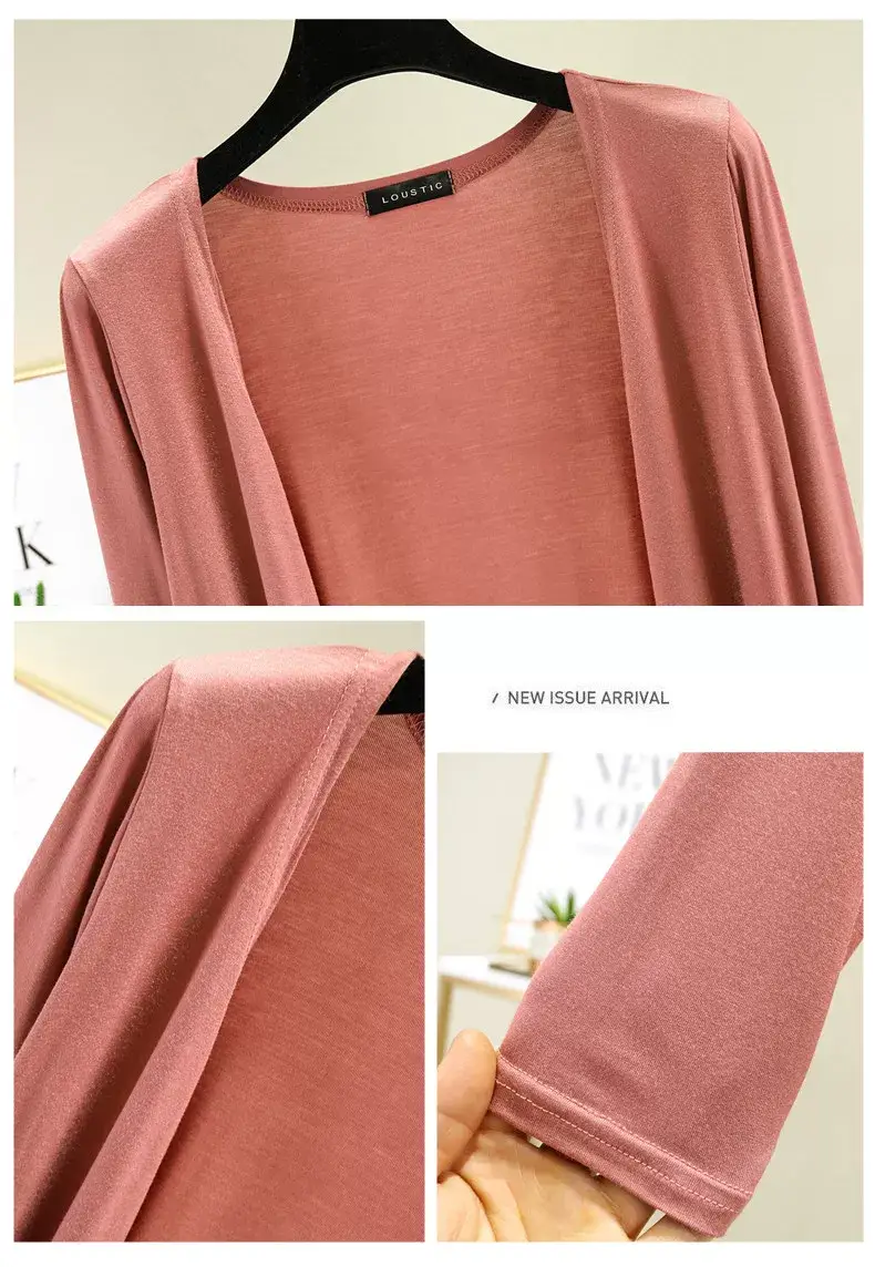 Women's Black Long Sleeve Cardigan Modal Cotton Large — feature 8
