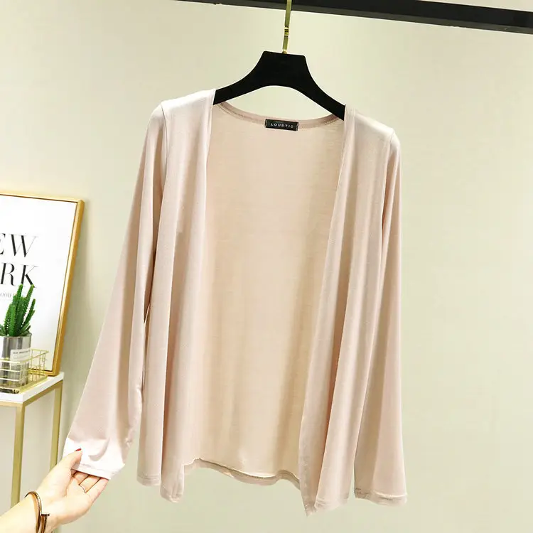 Women's Black Long Sleeve Cardigan Modal Cotton Large