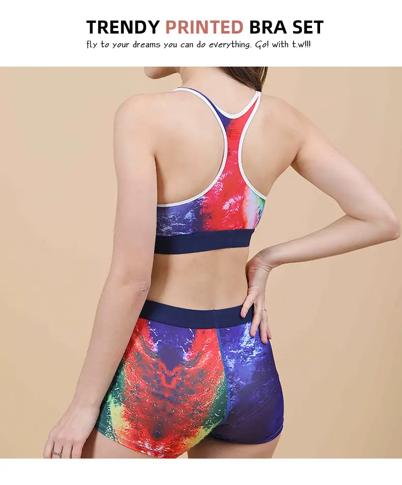 Red Printed Sports Bra Set with Waist Cutout — feature 13