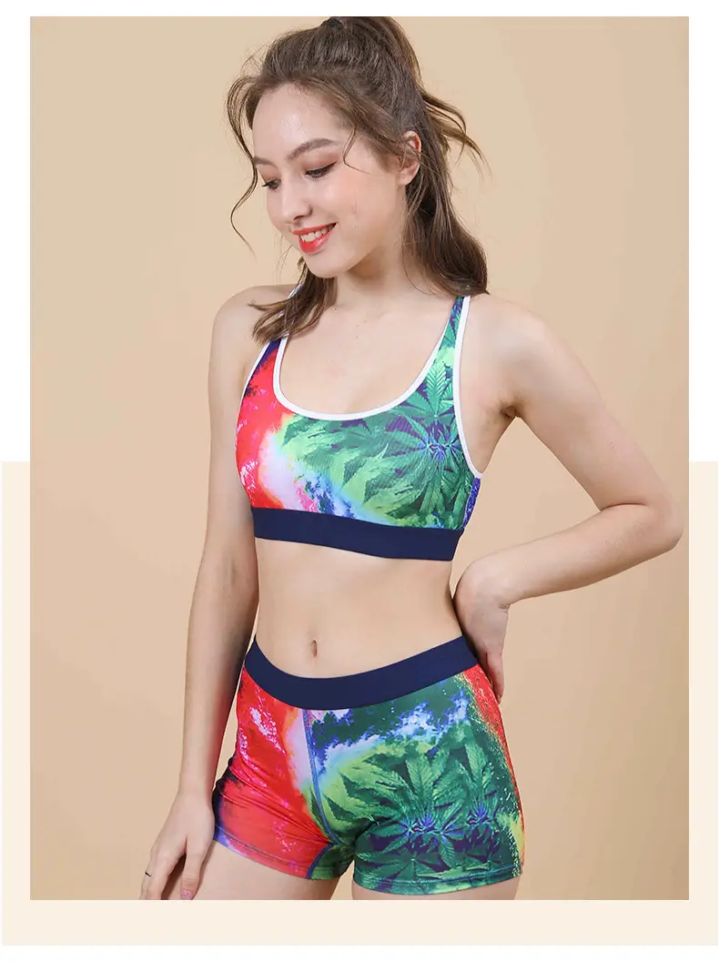 Red Printed Sports Bra Set with Waist Cutout — feature 14
