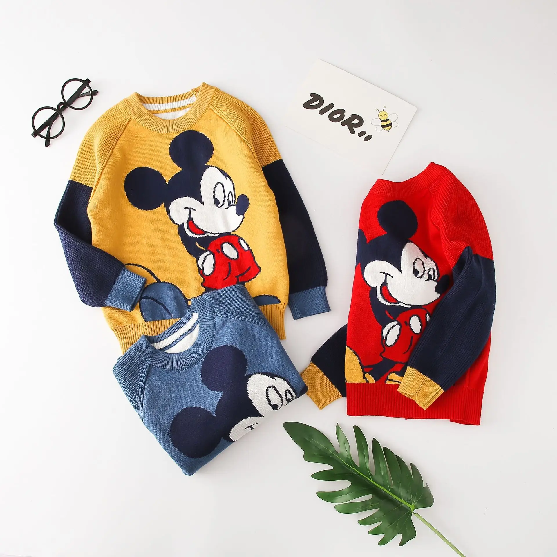 Mickey Mouse Knitted Kids Sweater Blue Yellow - Image 8