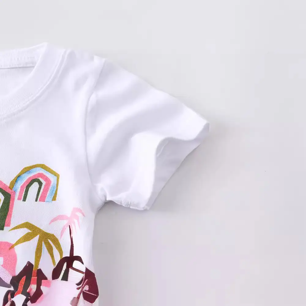 2024 Kids Printed Cotton T-Shirt White Round Neck - Image 3