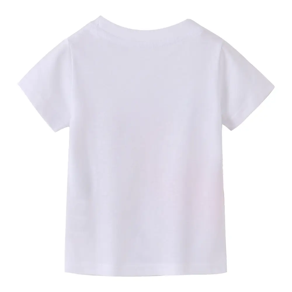 2024 Kids Printed Cotton T-Shirt White Round Neck - Image 4