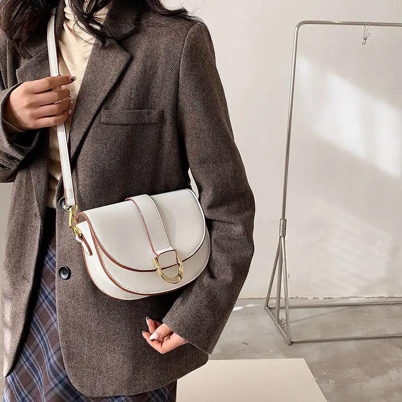 Women's Saddle Bag Retro Crossbody Shoulder Bag Black - Image 7