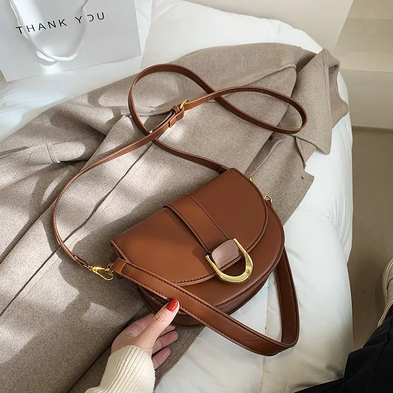 Women's Saddle Bag Retro Crossbody Shoulder Bag Black - Image 4