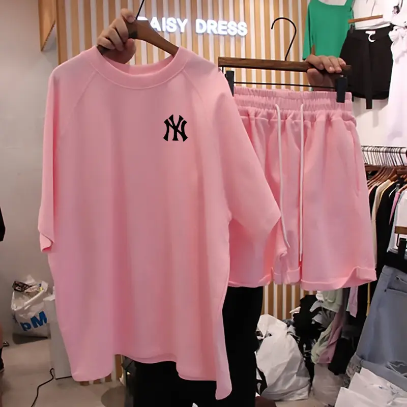 Women's 2Pc Black NY Logo Summer Sports Suit