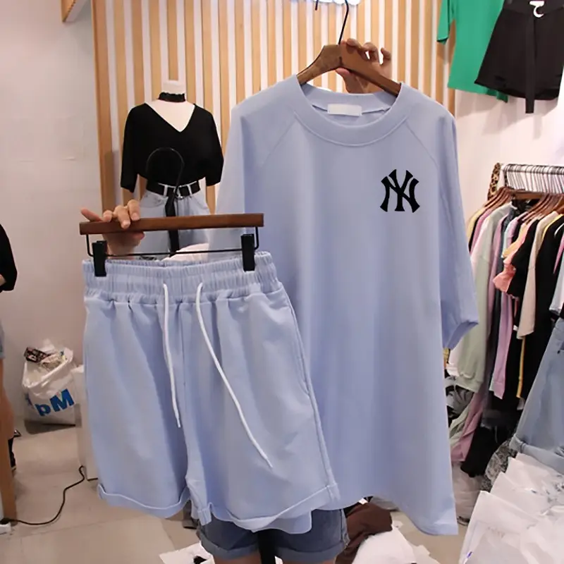 Women's 2Pc Black NY Logo Summer Sports Suit