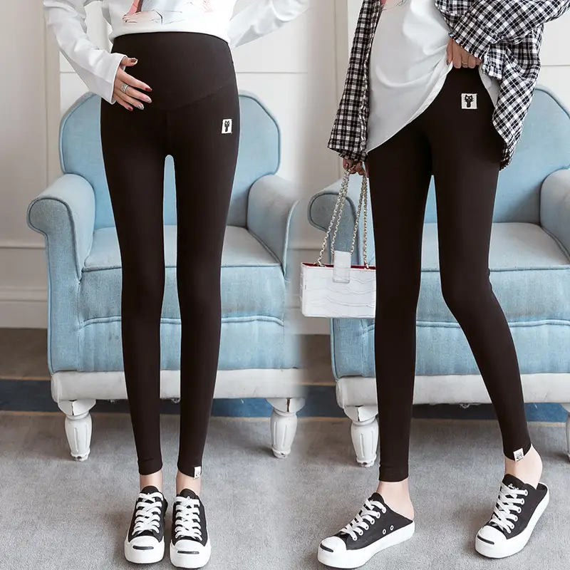 Pregnant Women's Grey Leggings Korean Style Belly Support - Image 6