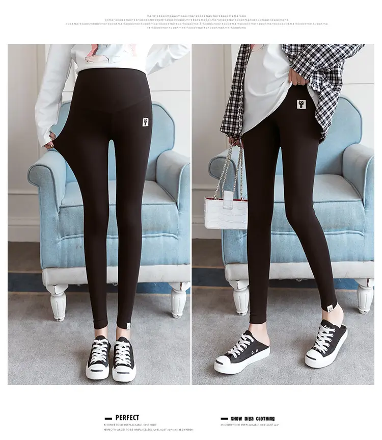 Pregnant Women's Grey Leggings Korean Style Belly Support — feature 14