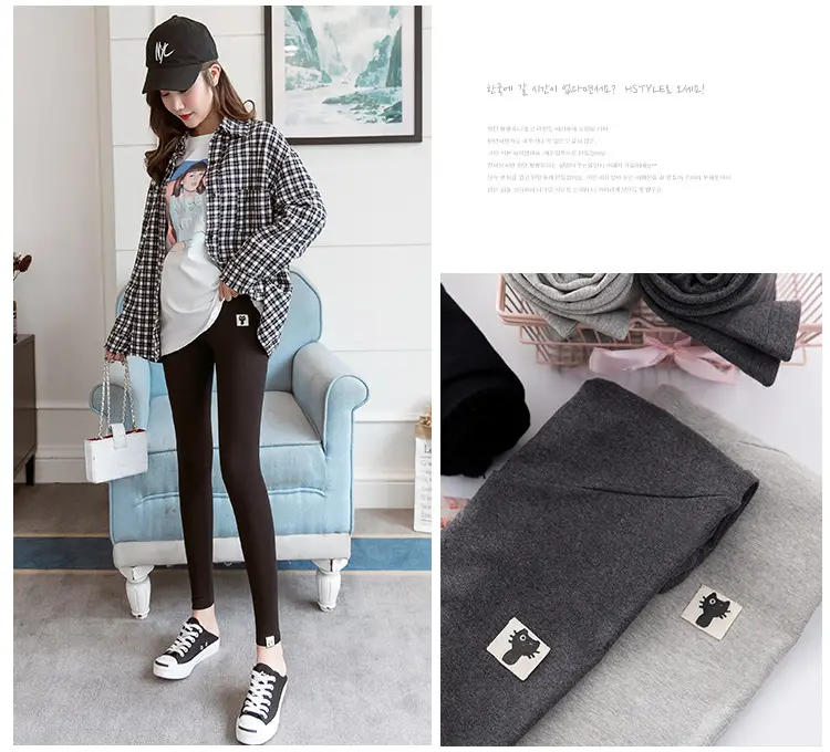 Pregnant Women's Grey Leggings Korean Style Belly Support — feature 15