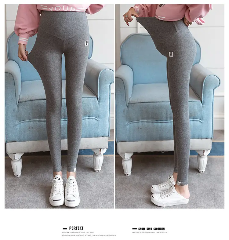 Pregnant Women's Grey Leggings Korean Style Belly Support — feature 18
