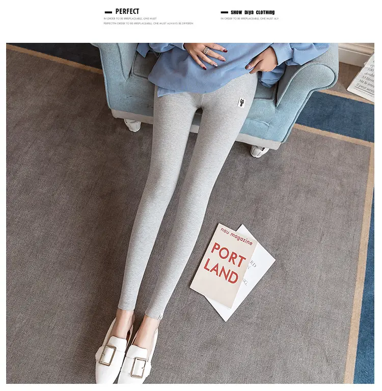Pregnant Women's Grey Leggings Korean Style Belly Support — feature 23