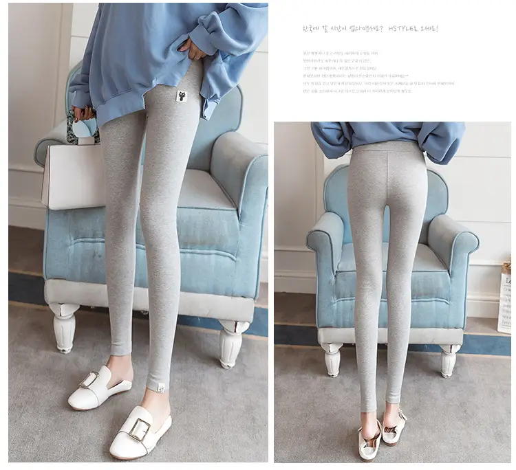Pregnant Women's Grey Leggings Korean Style Belly Support — feature 24