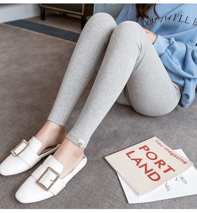 Pregnant Women's Grey Leggings Korean Style Belly Support — feature 25