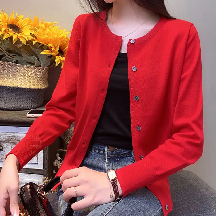 Women V-Neck Knit Cardigan White 2026 - Image 12