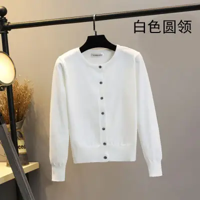 Women V-Neck Knit Cardigan White 2026 - Image 2
