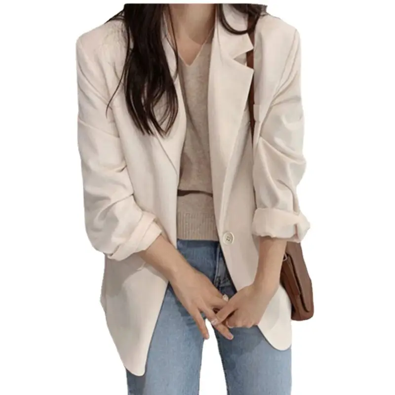 Women's White Korean Style Loose Suit Jacket Spring Autumn - Image 5