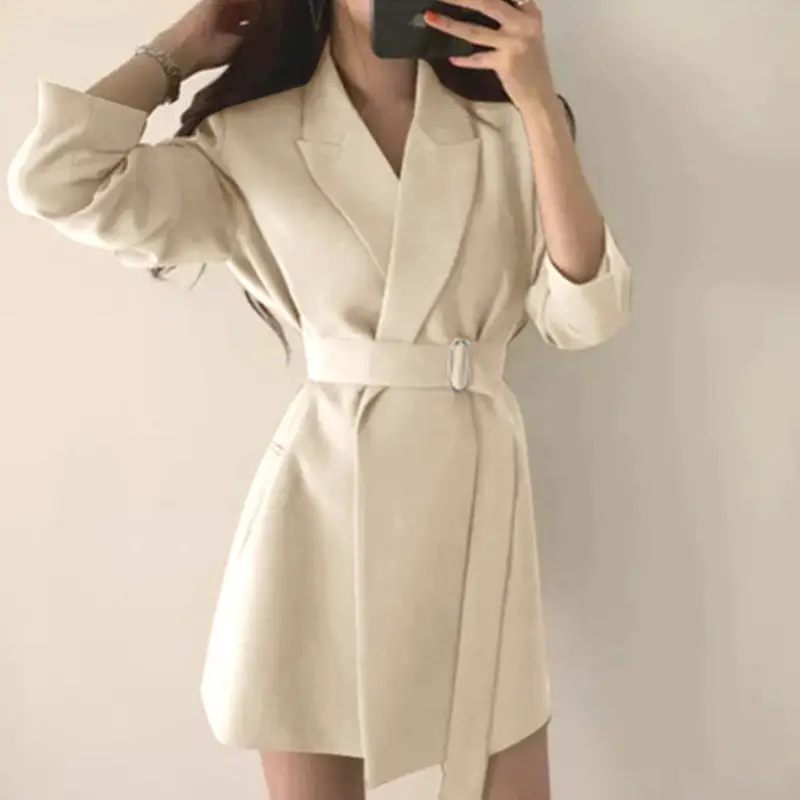 2026 Korean Style Black Belted Blazer Suit for Women - Image 7