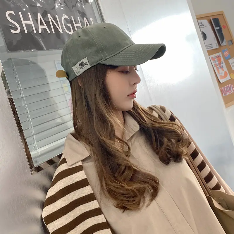 Women's Beige Japanese Style Baseball Cap with Side Sticker - Image 6