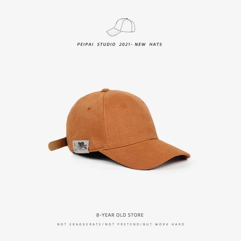 Women's Beige Japanese Style Baseball Cap with Side Sticker - Image 2