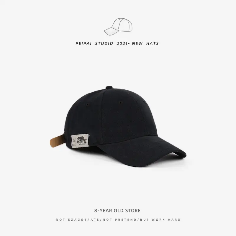 Women's Beige Japanese Style Baseball Cap with Side Sticker - Image 3