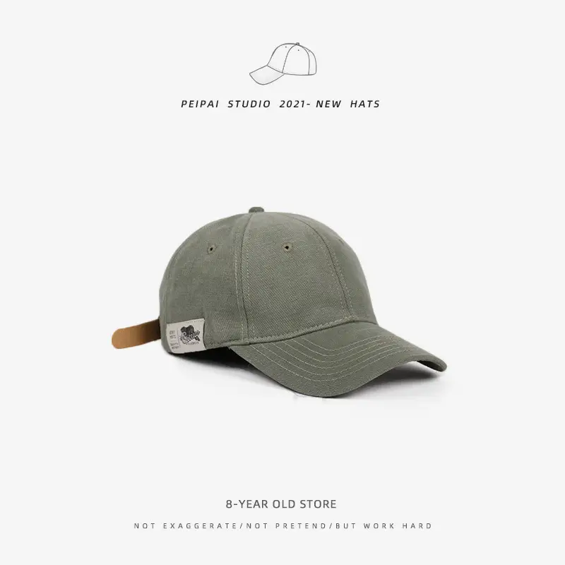 Women's Beige Japanese Style Baseball Cap with Side Sticker - Image 4