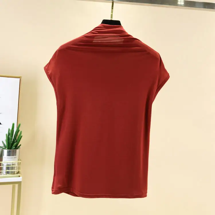 Women's 2022 Light Blue Half-Collar Vest Top - Image 11