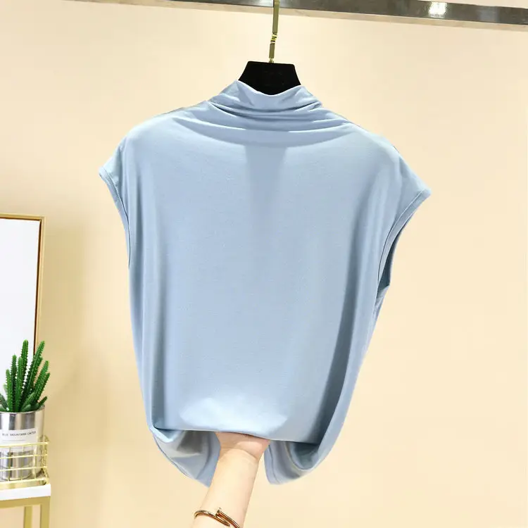 Women's 2022 Light Blue Half-Collar Vest Top - Image 12