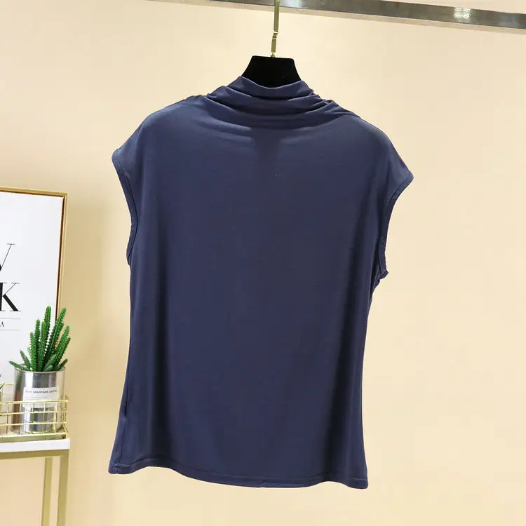 Women's 2022 Light Blue Half-Collar Vest Top - Image 13