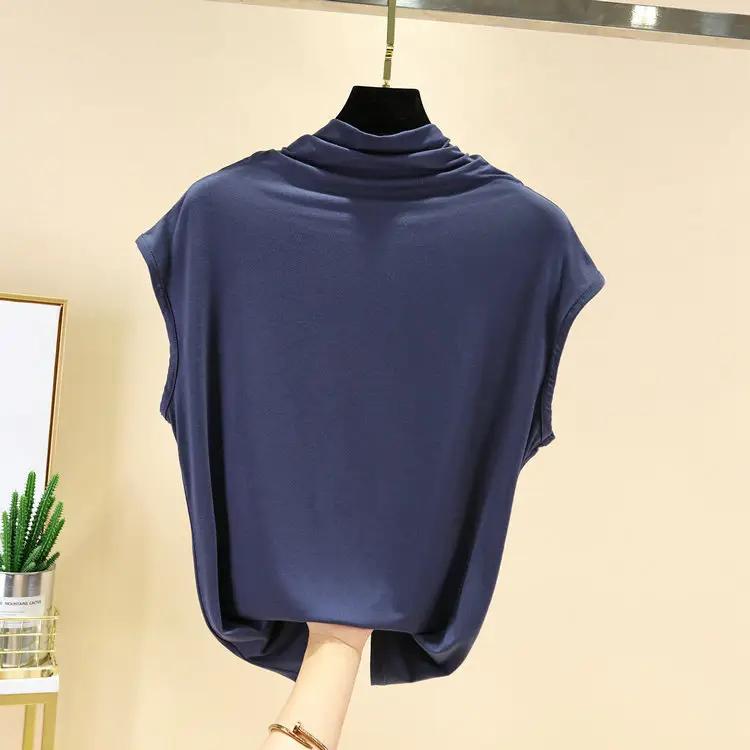 Women's 2022 Light Blue Half-Collar Vest Top - Image 9
