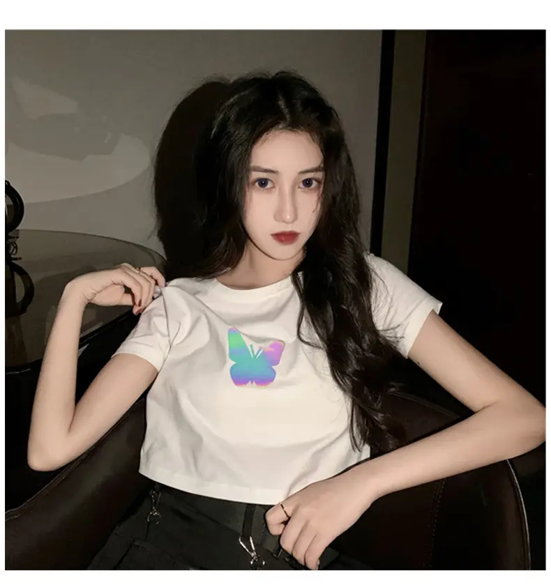 Women Reflective Butterfly Short Sleeve T-Shirt 2025 — feature 14