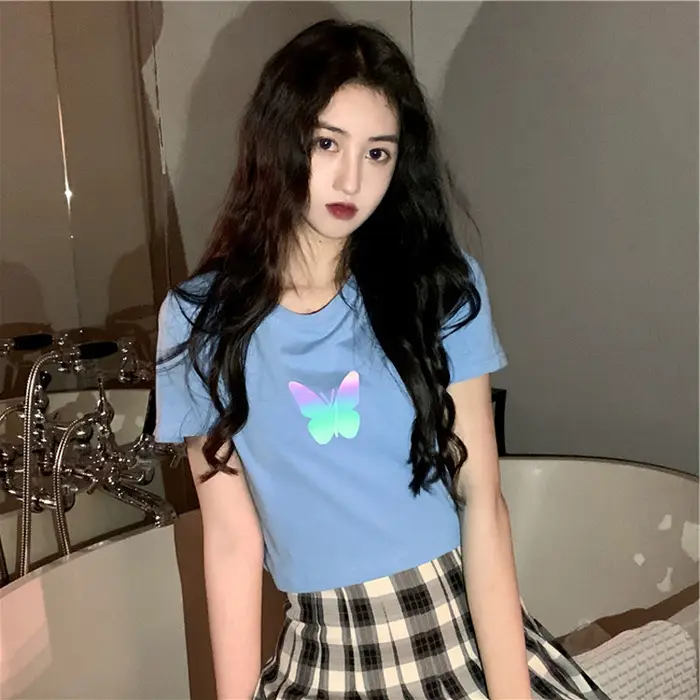 Women Reflective Butterfly Short Sleeve T-Shirt 2025 - Image 2