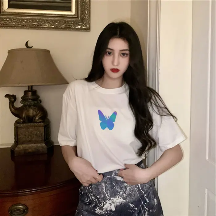 Women Reflective Butterfly Short Sleeve T-Shirt 2025 - Image 5