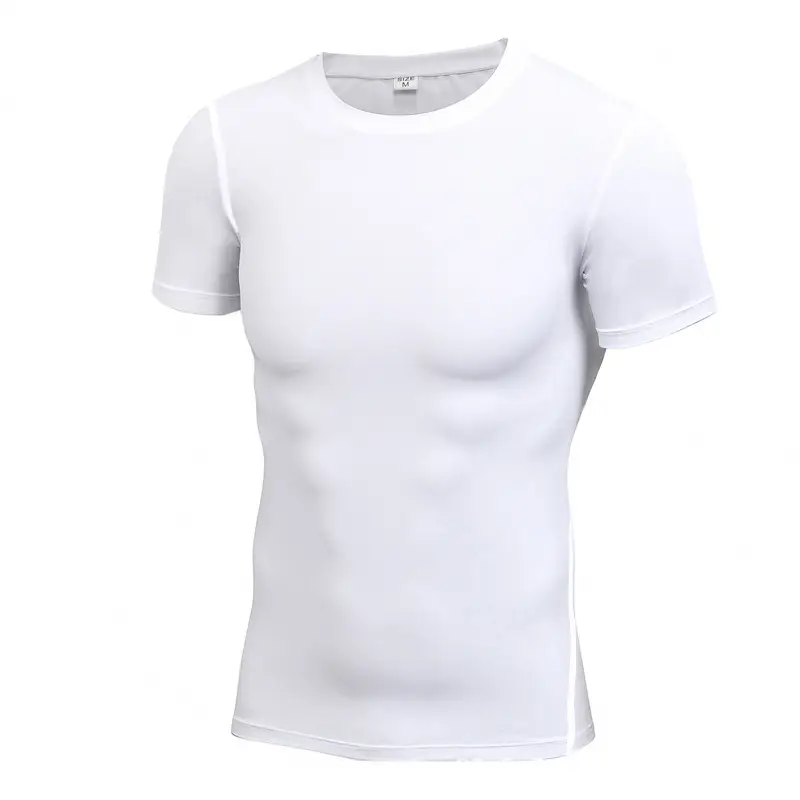 Men Black Compression T-Shirt Short Sleeve Running Sports Training - Image 2