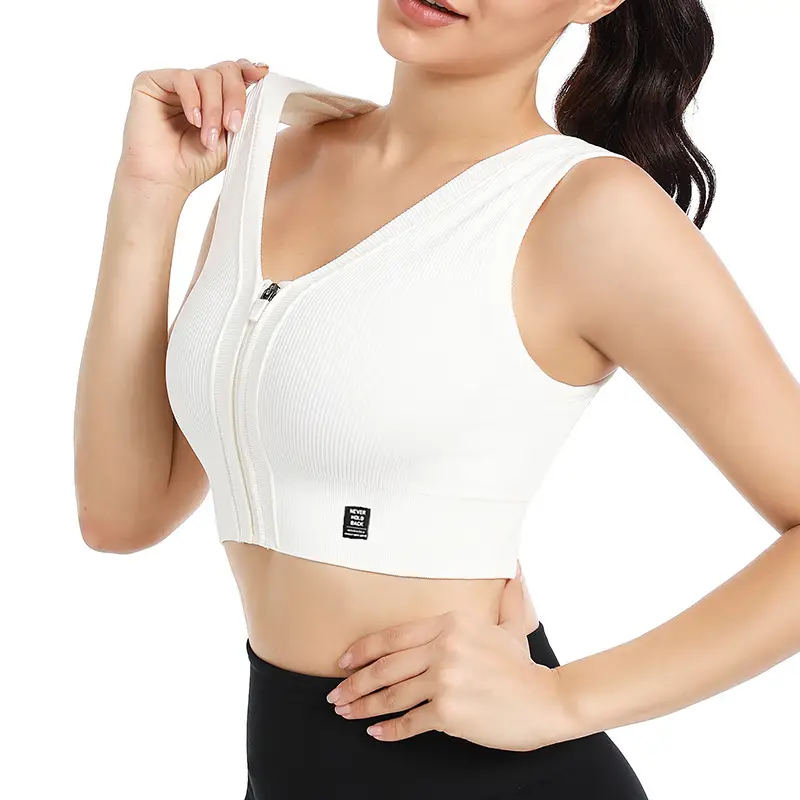Front Zipper Sports Bra Yoga Vest Bra for Outerwear Running Push-Up Shockproof Fitness Bra Without Underwire Design