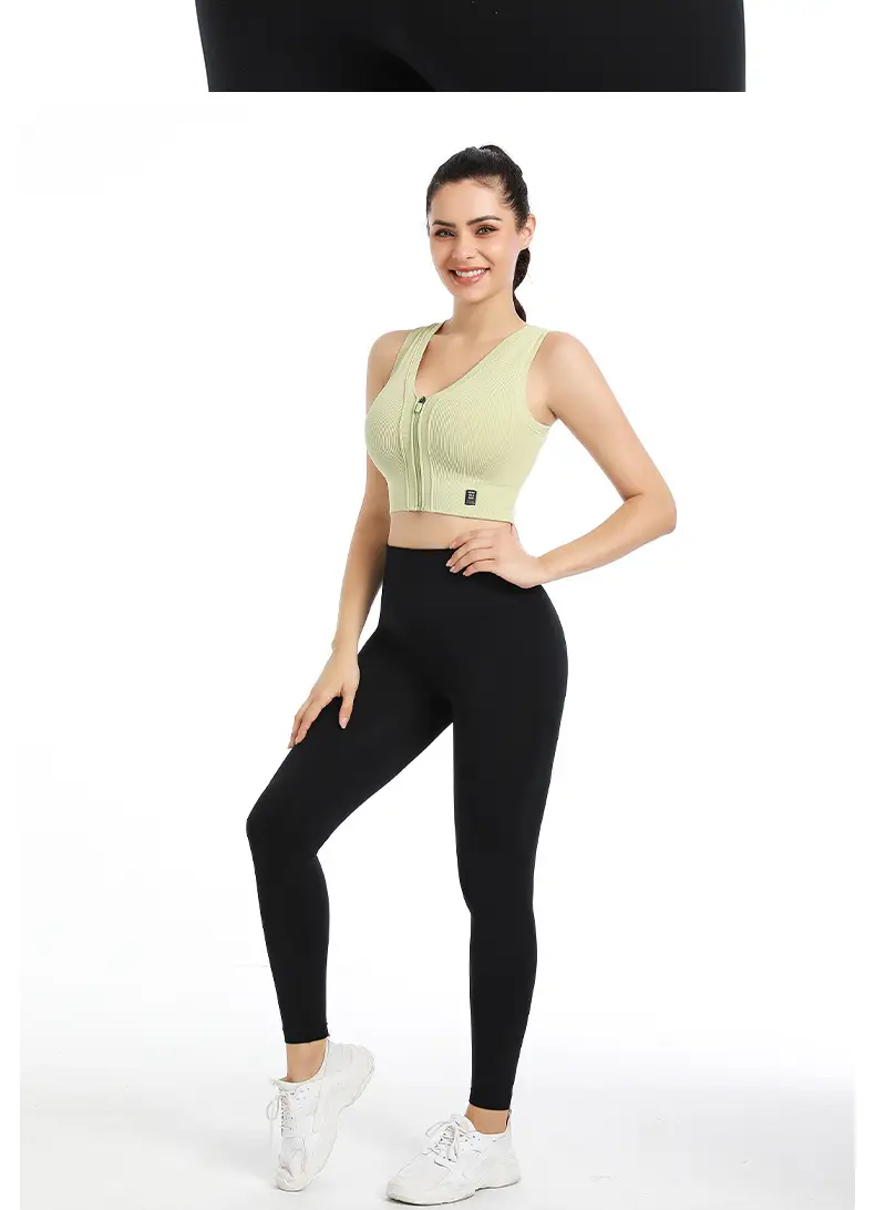 Front Zipper Sports Bra Yoga Vest Bra for Outerwear Running Push-Up Shockproof Fitness Bra Without Underwire Design — feature 10