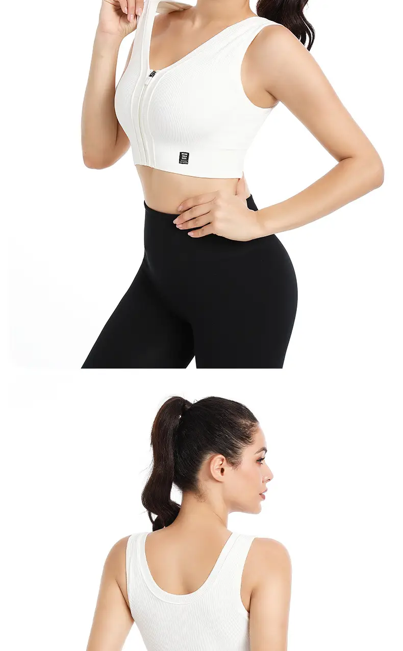 Front Zipper Sports Bra Yoga Vest Bra for Outerwear Running Push-Up Shockproof Fitness Bra Without Underwire Design — feature 14