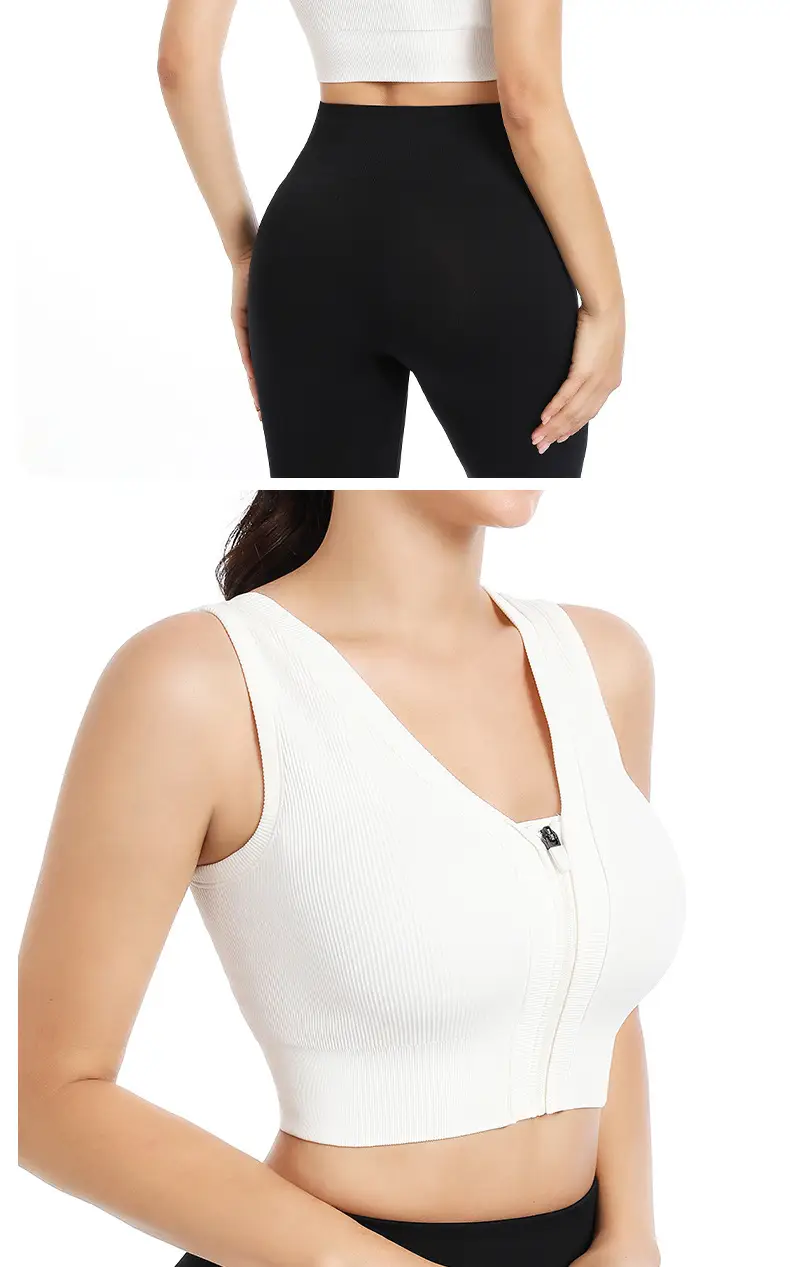 Front Zipper Sports Bra Yoga Vest Bra for Outerwear Running Push-Up Shockproof Fitness Bra Without Underwire Design — feature 15